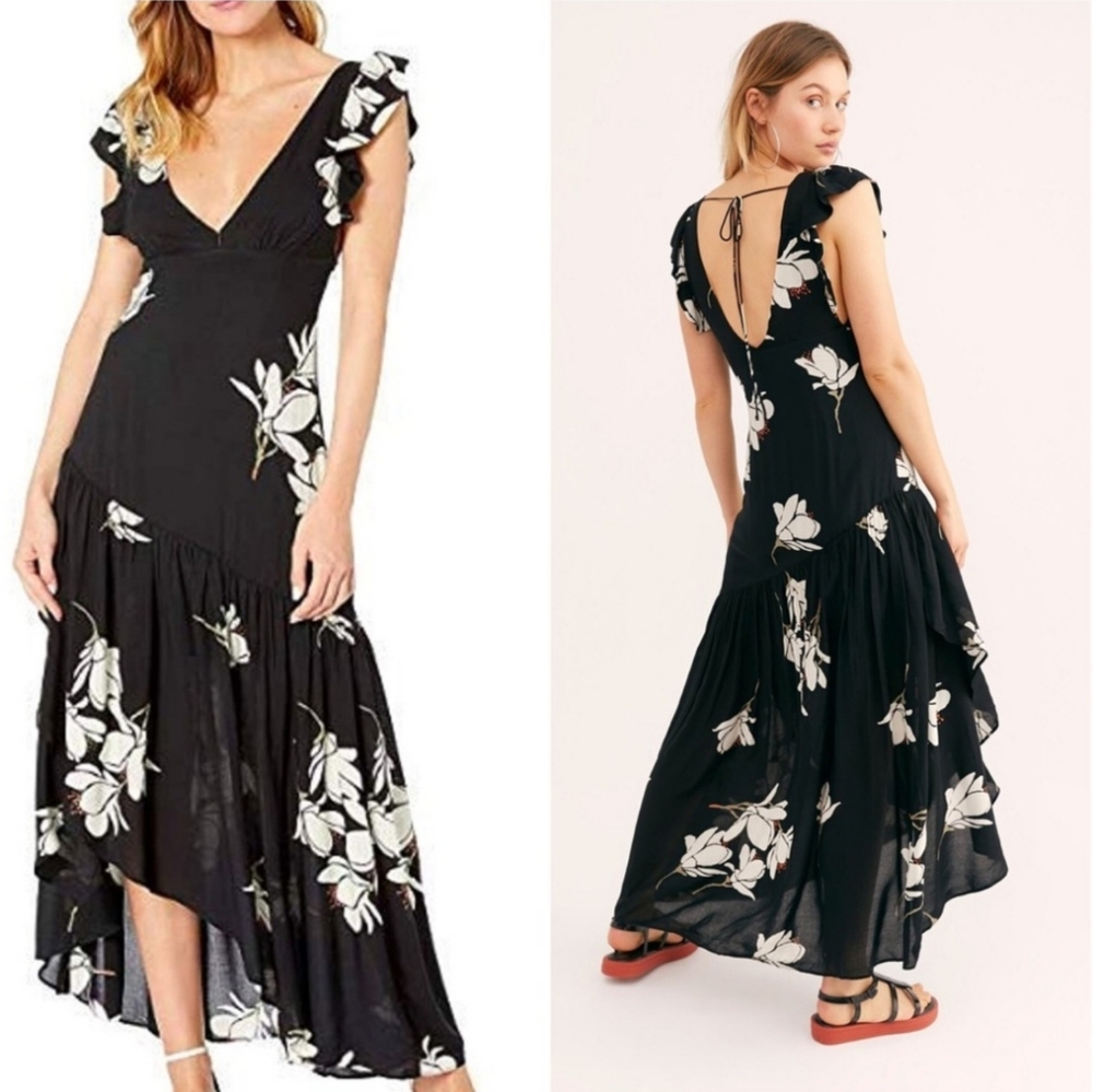 Free People floral tie back dress